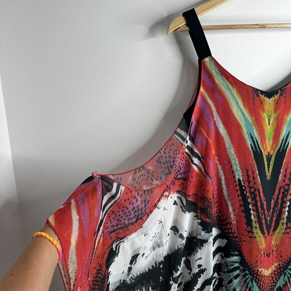 Boston Proper Dress Womens Small Multicolor Boho Maxi Sheer Overlay Flowy Resort - Picture 4 of 11